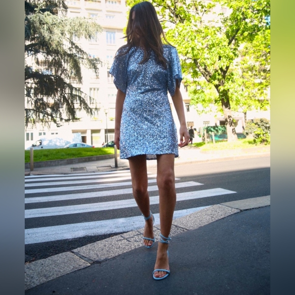 Sparkling Blue Sequin Dress ZARA